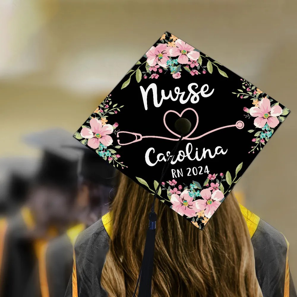 Nurse Graduation Gift Floral Theme - Personalized Graduation Cap Topper - Graduation Gift