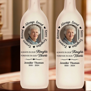 Forever In Our Heart Memorial Photo - Personalized Bottle Lamp - Memorial Gift