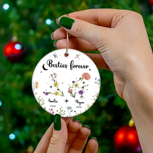 Sisters Besties Friends Zodiac Birth Month Flowers - Personalized Ornament - Christmas Gift, Birthday Gift For Sisters, Besties, BFF