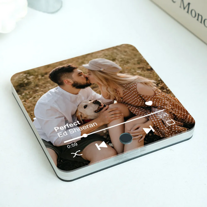 Custom Couple Photo & Favorite Song - Personalized Music Fridge Magnet - Gift For Couple