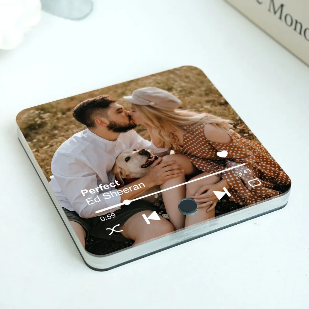 Custom Couple Photo & Favorite Song - Personalized Music Fridge Magnet - Gift For Couple