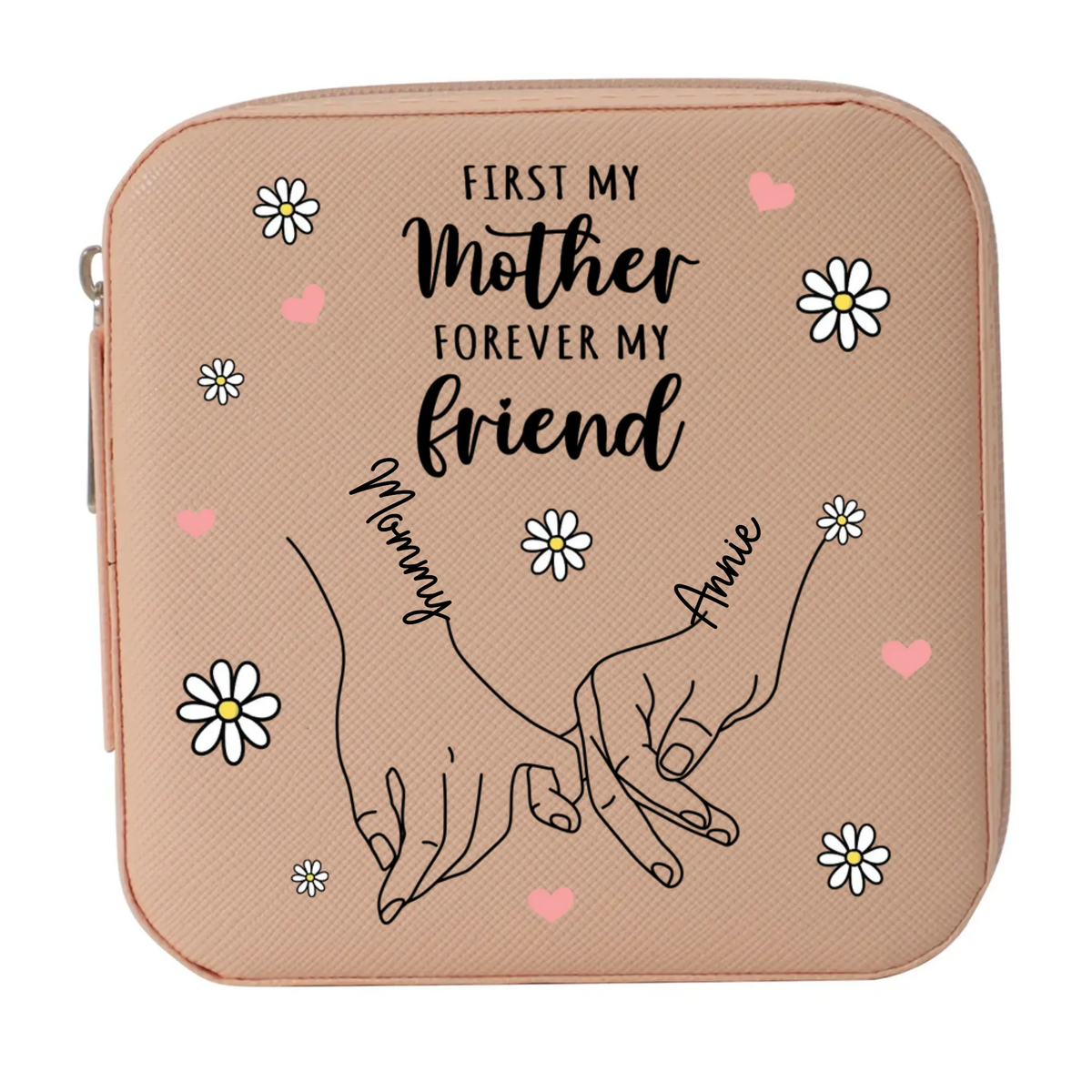 First My Mom Forever My Friend - Personalized Square Jewelry Box - Gift For Mom, Mother's Day, Birthday Gift