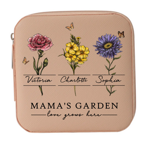 Vintage Mama's Garden Love Grows Here - Personalized Square Jewelry Box - Gift For Mom, Mother's Day, Birthday Gift