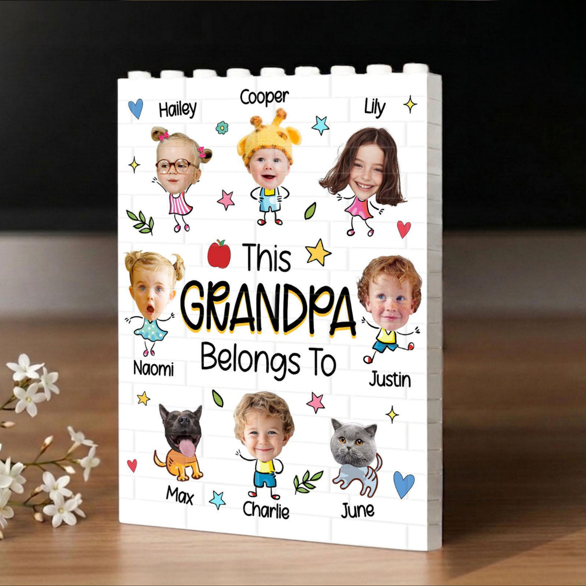 Funny Baby Face Building Block, Personalized Dad Grandpa Gift From Grandkids, This Dad Grandpa Belong To, Fathers Day Gift, Dad Birthday Gift
