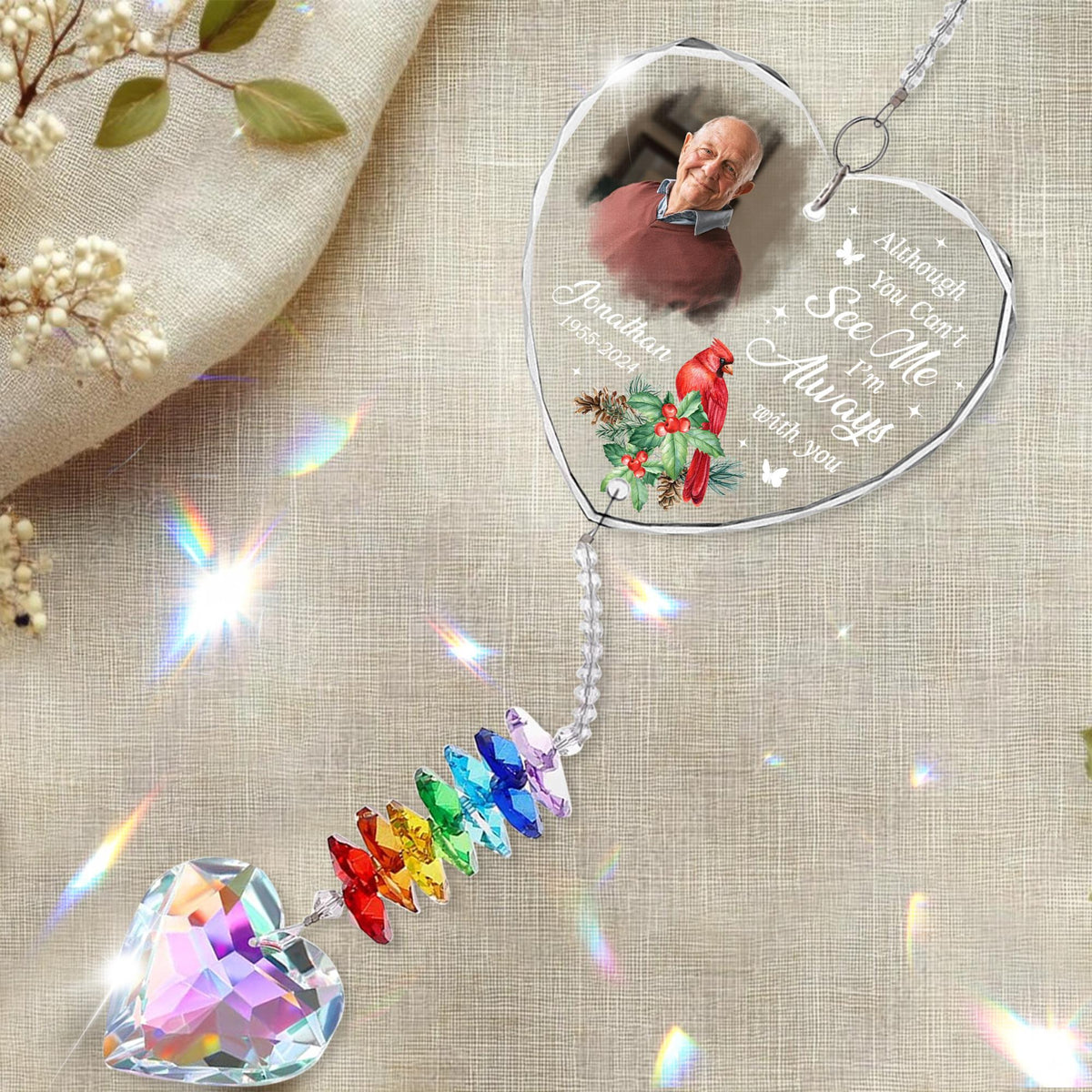 Memorial Gifts, Dad In Heaven Memorial Crystal Suncatcher, Dad Gifts, Funeral Gifts, Sympathy Gift For Loss Of Dad, Memory Keepsake
