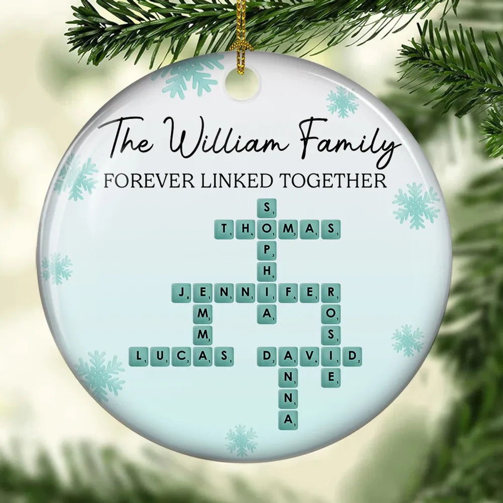 Sea Glass Crossword Family - Personalized Acrylic Ornament - Christmas Gift For Family, Holiday Housewarming Gift