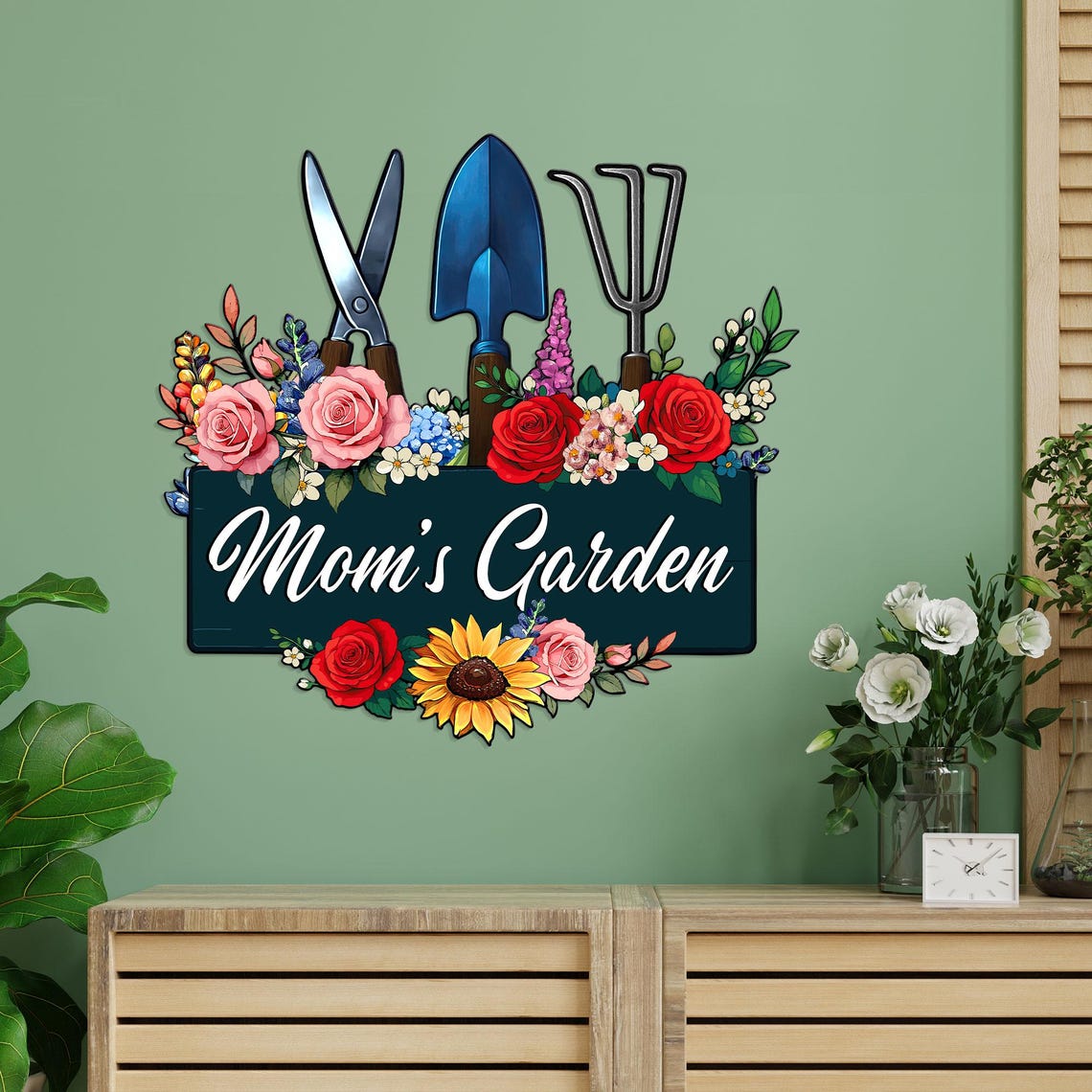 Custom Metal Garden Sign, Mother's Day Gift, Personalized Rose Garden Sign, Greenhouse Wall Decor, Nana's Blessings, Gardening Gifts