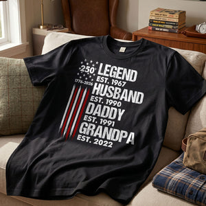 Proud Grandpa Legend Nation Flag American 250th Anniversary - Personalized Shirt - Father's Day Gift For Dad, Grandpa