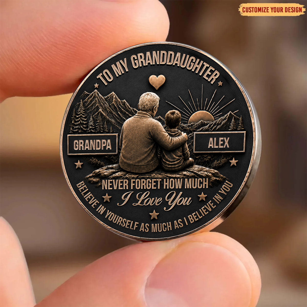 Just Do Your Best Pocket Hug - Personalized Gifts for Grandson/Granddaughter