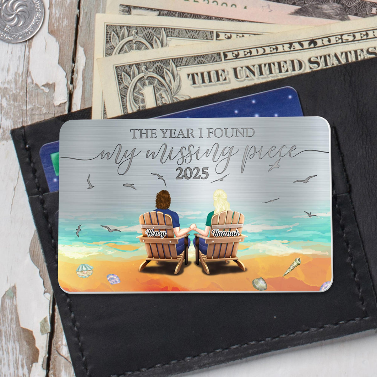 The Year I Found My Missing Piece - Personalized Wallet Insert Card - Gift For Couples