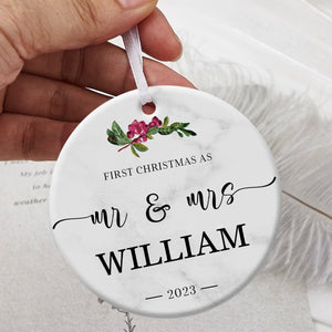 Married First Christmas Mr & Mrs - Personalized Ornament - Christmas Gift