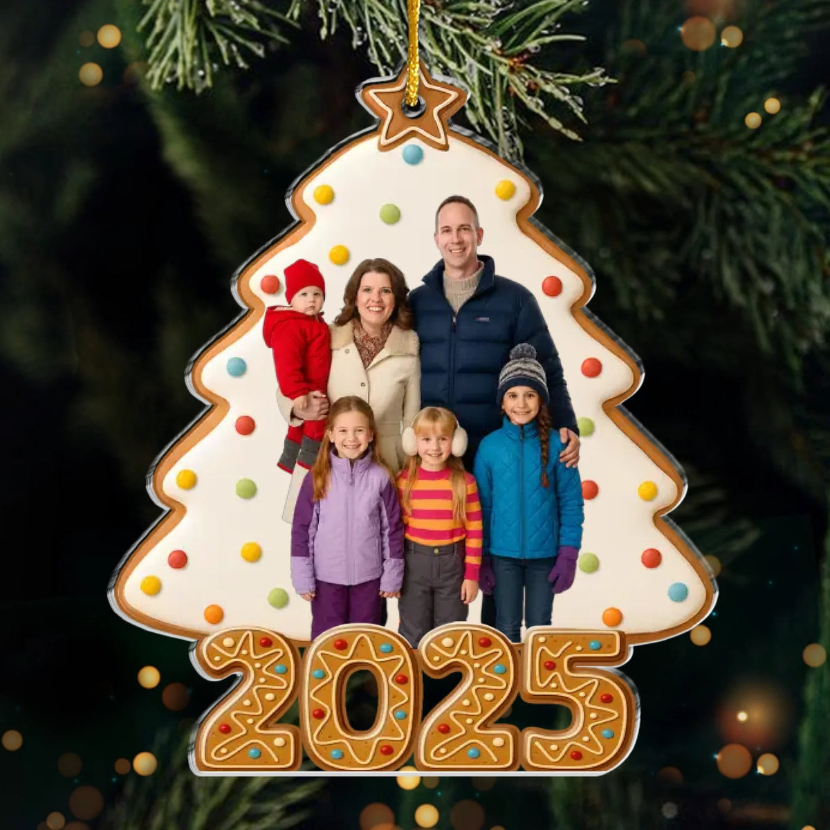 Custom Photo 2025 Christmas Cookie - Personalized Acrylic Ornament - Christmas Gift For Family