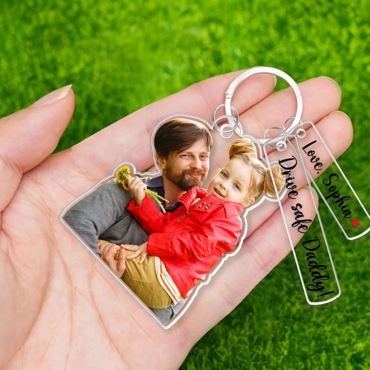 Custom Daddy Photo Acrylic Keychain, Father's Day Gift For Dad, From Son Daughter, Custom Baby Photo Keychain, Drive Safe Daddy,New Dad Gift