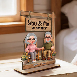 You & Me We Got This 3D Effect Couple - Personalized Wooden Plaque - Anniversary, Valentine's Day Gift For Couple