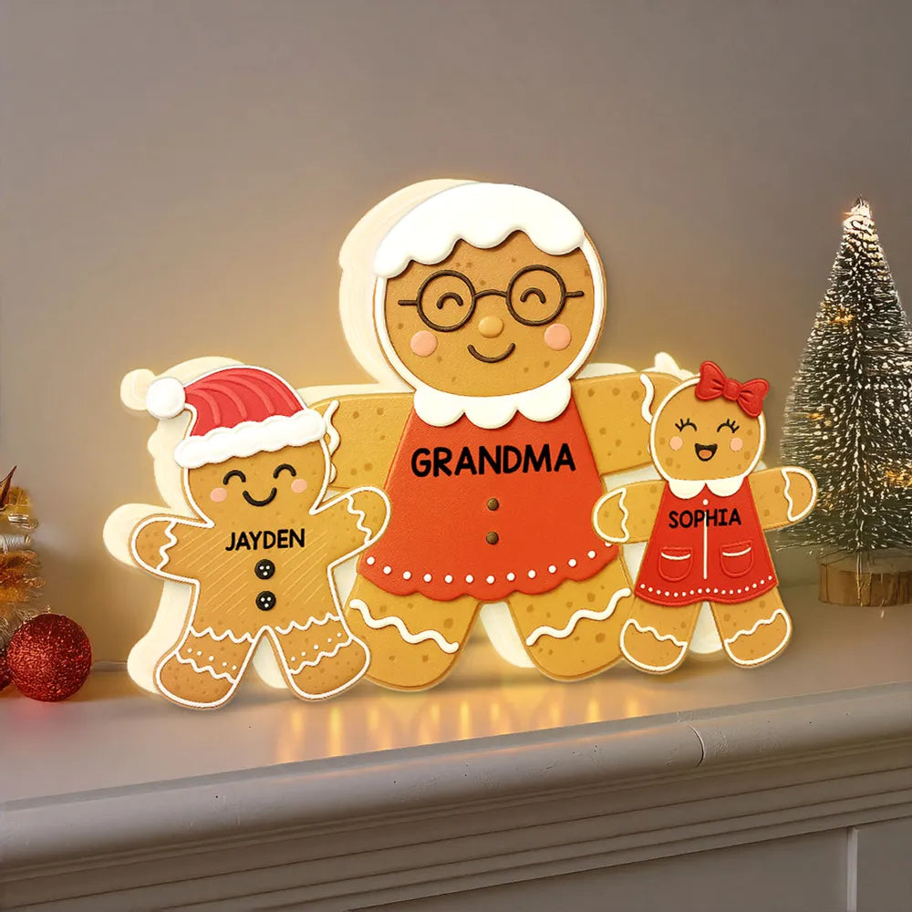 Grandma Perfect Batch Gingerbread Grandkids - Personalized Acrylic Light Box - Christmas Gift For Grandmas