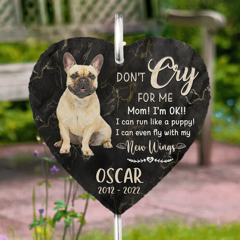 I Can Fly With My New Wings Memorial Dog Photo - Personalized Slate Plaque - Memorial Gift For Pet Owner