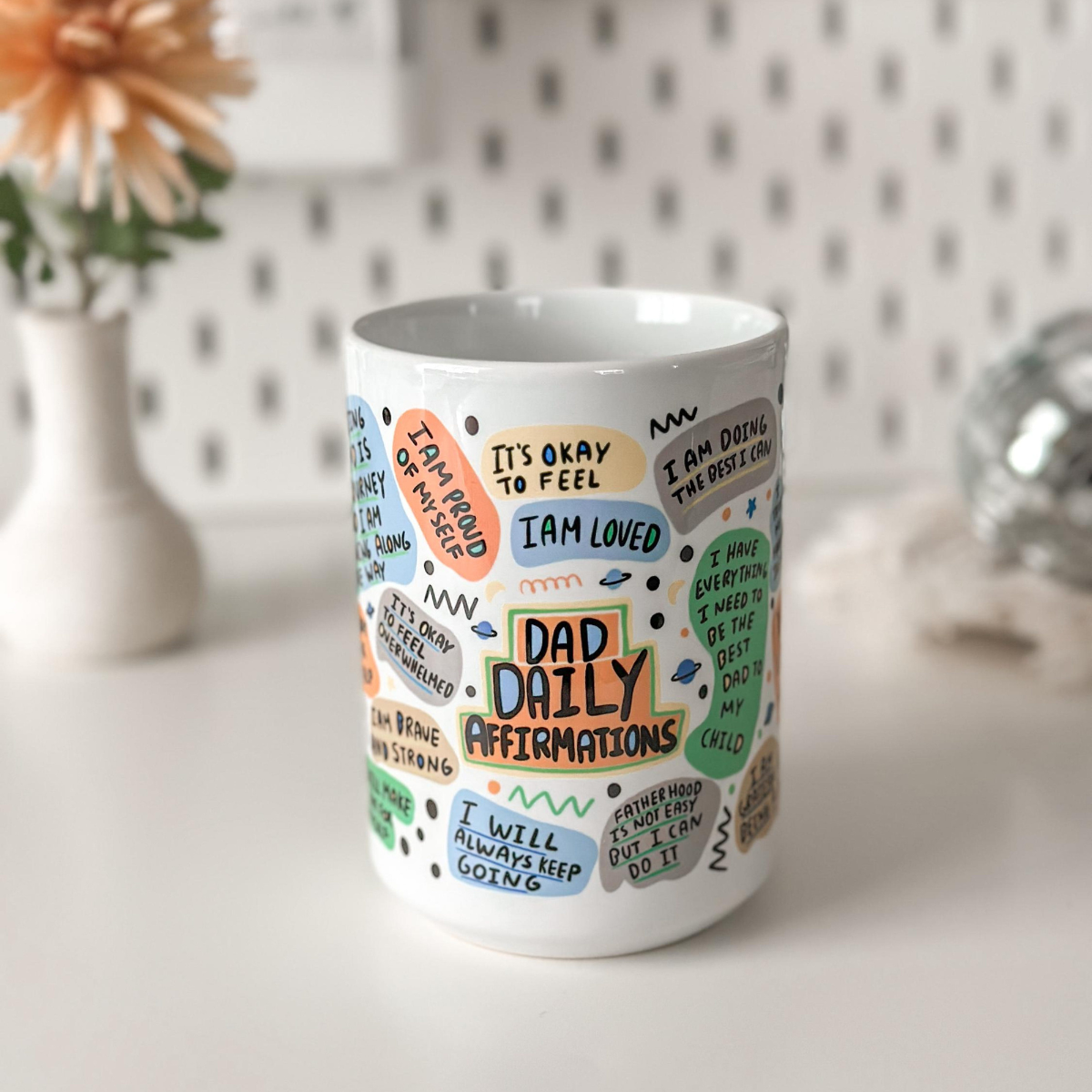 Dad Daily Affirmation Coffee Mug, Giftful mug Best Dad Ever Coffee Cup, Fathers Day Gifts for Dad Positive Cup Dad Birthday Gift