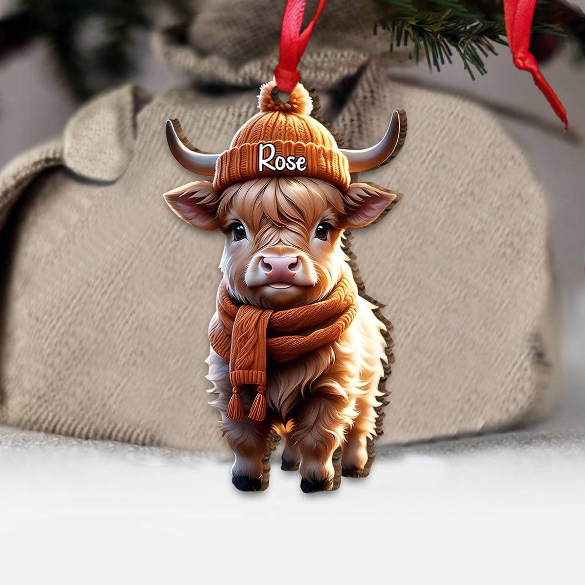 All I Want For Christmas Personalized Ornament, Acrylic 2D Ornament, Cow 2025 Christmas Ornament, 2025 Highland Cow Scotland Ornament