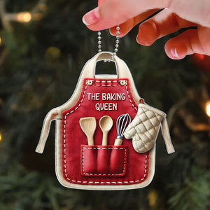 Baking Apron Ornament, The Baking Queen, Pastry Chef Bakers Apron Personalized Ornament, Christmas Gift For Bakers