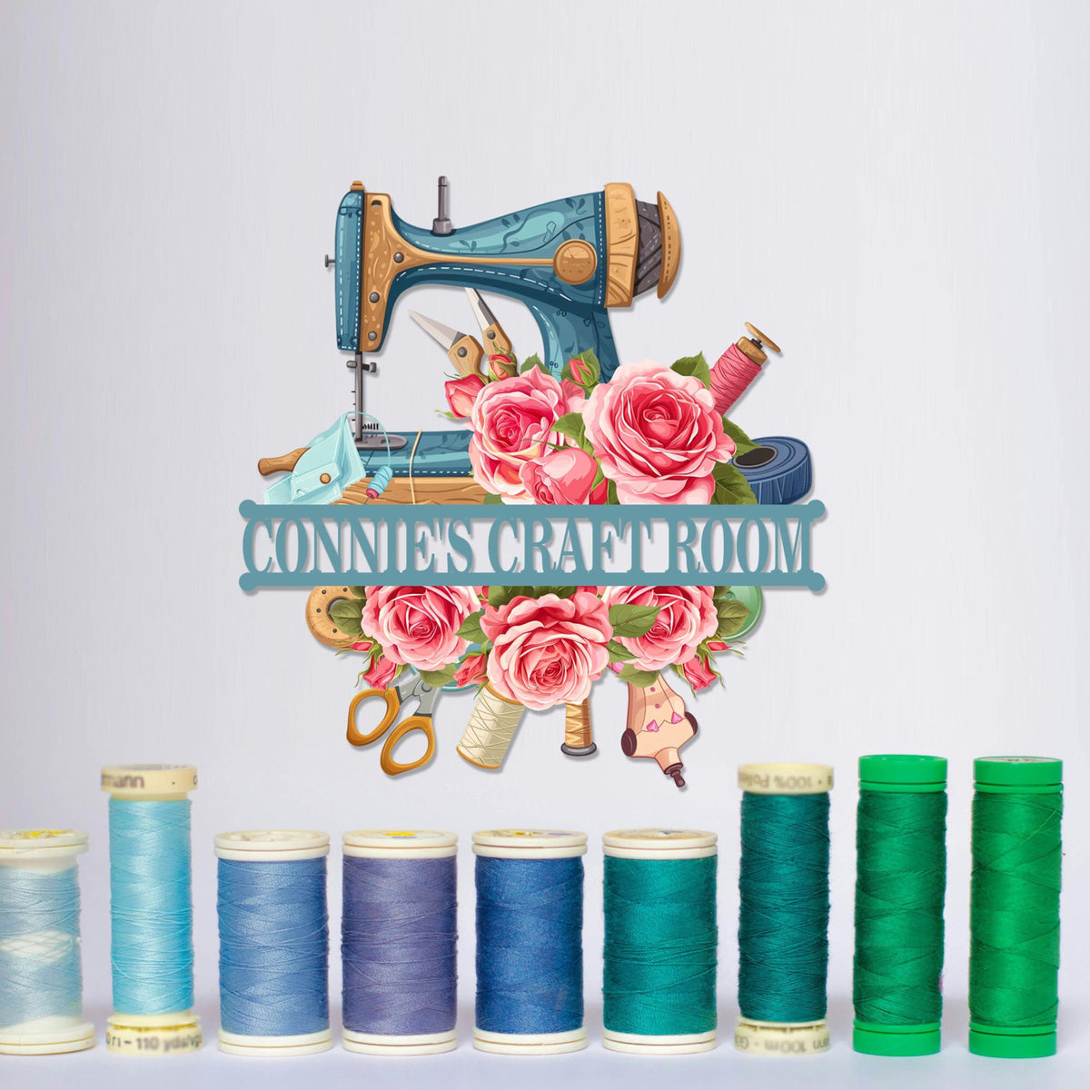 Custom Craft Room Sign, Quilting Sign, Sewing Machine With Rose Sign Personalized, Sewing Room Decor