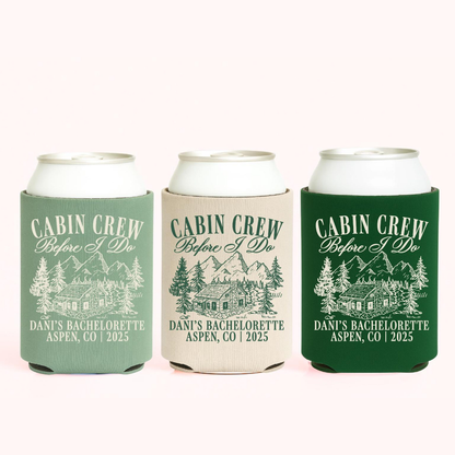 Cabin Bachelorette Party, Cabin Crew Before I Do Bachelorette Favors, Camp Bachelorette Mountain, Bachelorette Custom Personalized Can Cooler