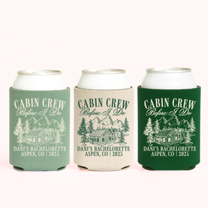 Cabin Bachelorette Party, Cabin Crew Before I Do Bachelorette Favors, Camp Bachelorette Mountain, Bachelorette Custom Personalized Can Cooler