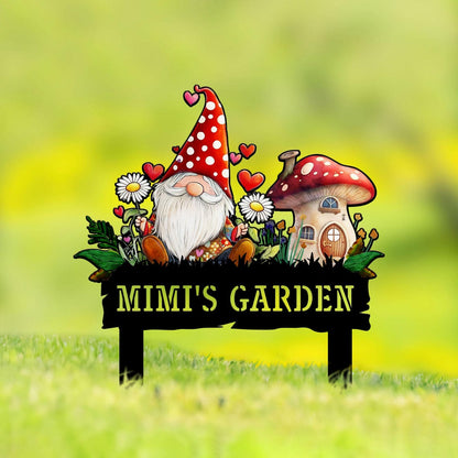 Custom Garden Gnome Yard Stake, Mother's Day Gnome Gifts, Mushroom Yard Art, Gift for Mimi Grandma, Outdoor Lawn Decor, Nana's Blessings
