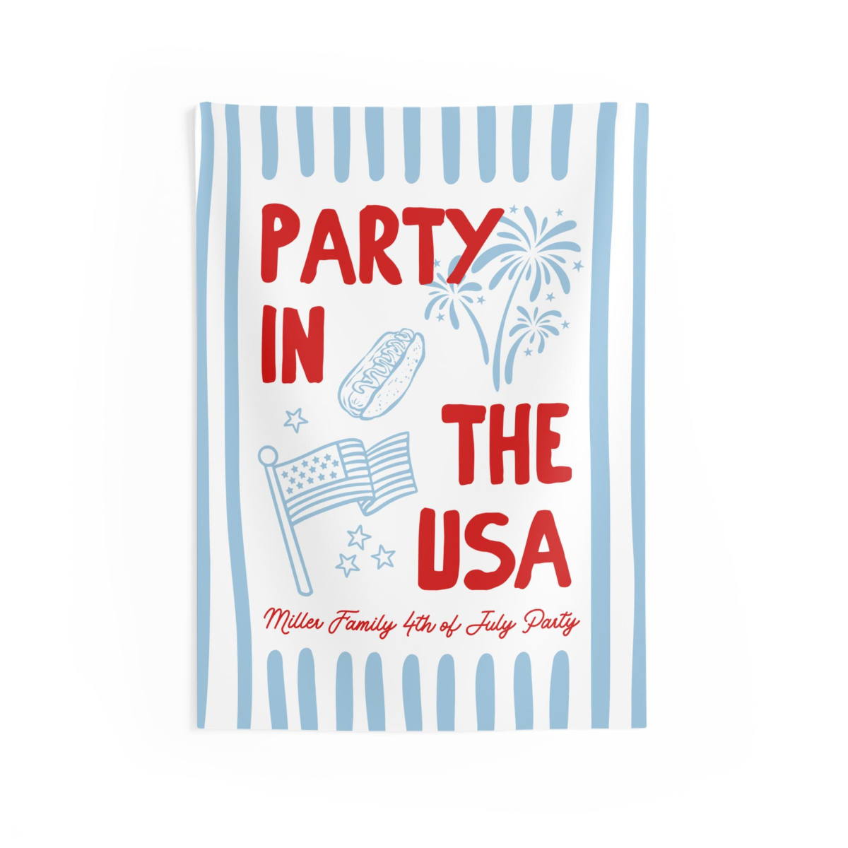 Custom 4th of July Party Banner, Family BBQ Sign, America 250th Anniversary Celebration Backdrop, USA Celebration Decor
