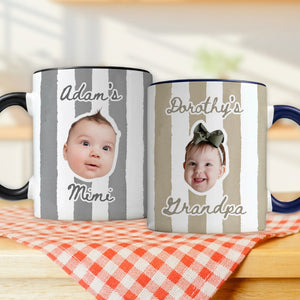 Personalized Baby Face - Stripe Baby Picture Cup, New Grandparents, New Mom, Dad Gift