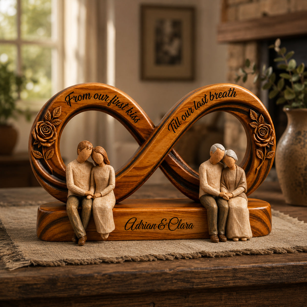 From Our First Kiss Till Our Last Breath - Personalized Wooden Plaque