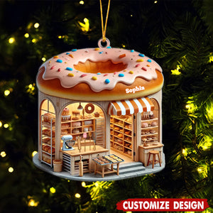 Custom Name Bakery Ornament, Christmas Decoration For Bakery Shop