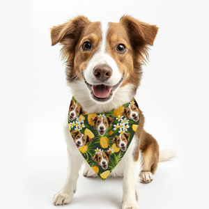 Summer Tropical Hawaiian Pineapple Pattern - Personalized Photo Dog Bandana Collar