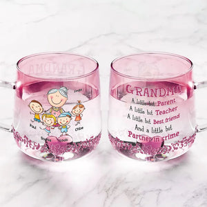 Grandma A Little Bit Of Everything - Personalized Gradient Glass Mug - Gift For Grandma, Mother's Day Gift