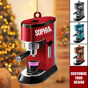 Personalized Coffee Machine Ornament - Coffee Machine Ornament Gift for Coffee Lover