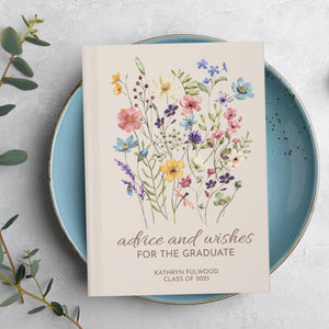 Custom Wildflower Graduation Guest Book, Personalized Floral Graduation Advice & Wishes To The Grad, Masters