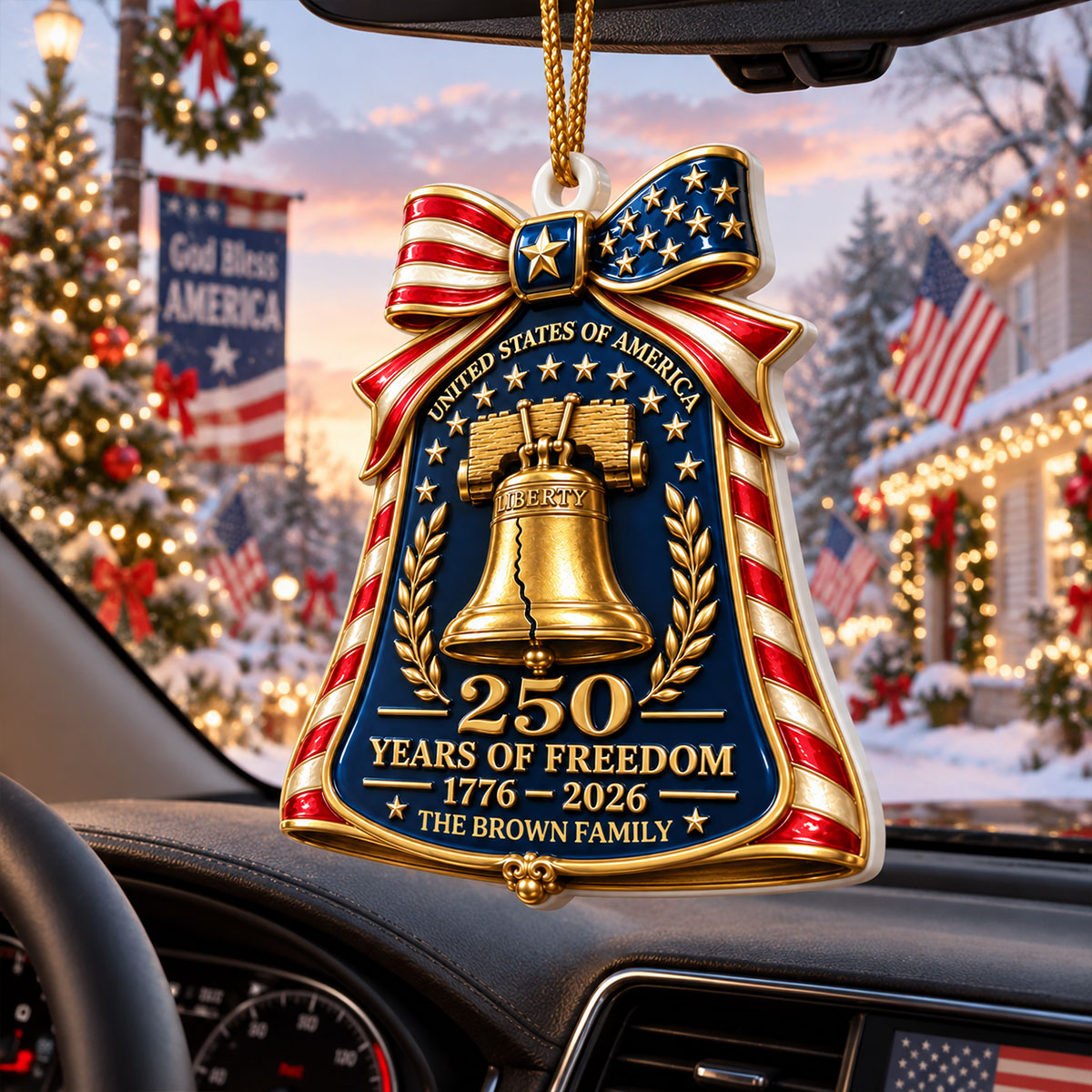 USA 250 Years Of Freedom Bell Anniversary - Real 3D Raised Ornament