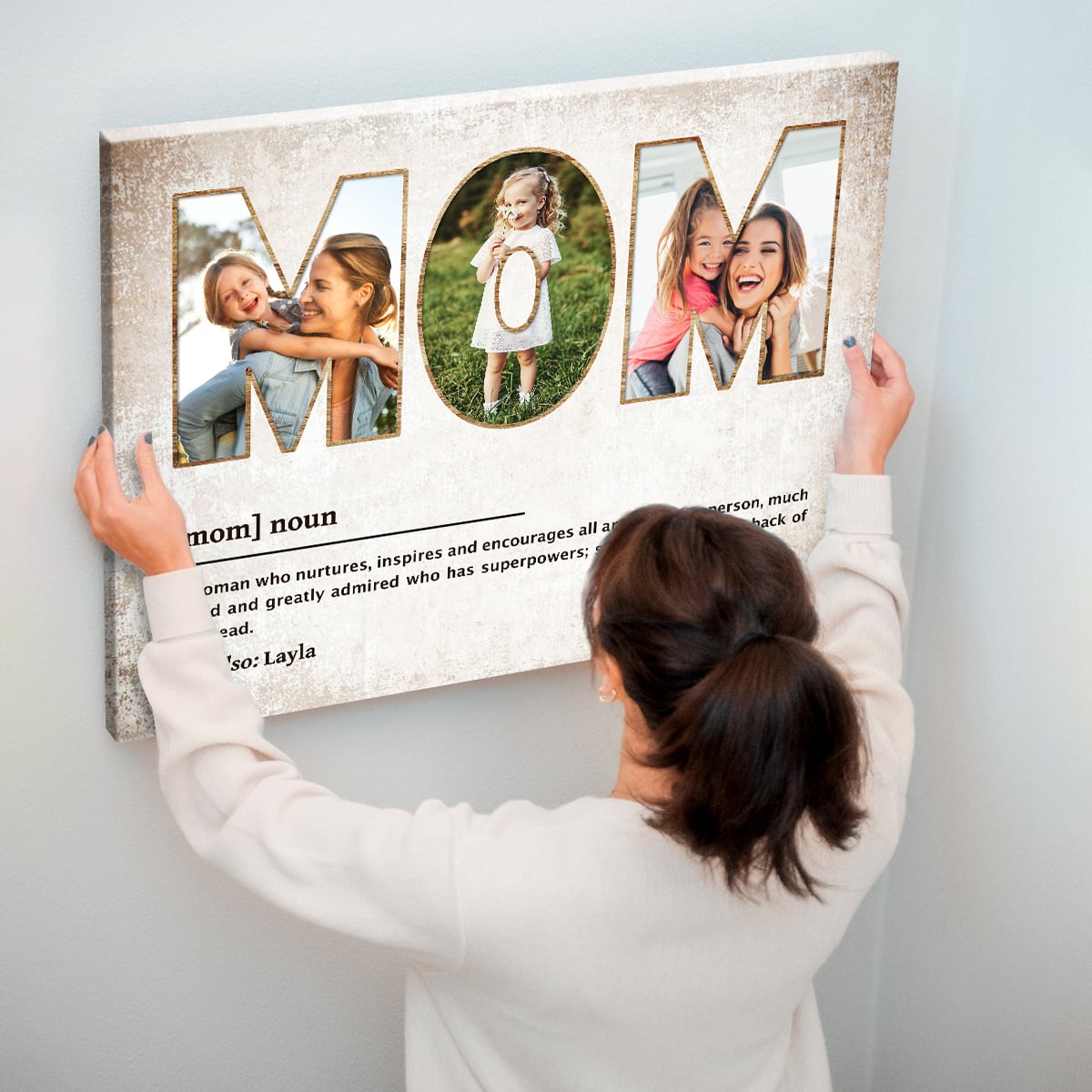 Mom Definition Custom Photo - Personalized Canvas - Gift For Mom, Mother's Day, Birthday Gift