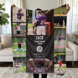 Personalized Baseball Photo Blanket, Custom Senior Night Gift, Baseball Team Graduation Coach Appreciation Keepsake, First Baseman Gift