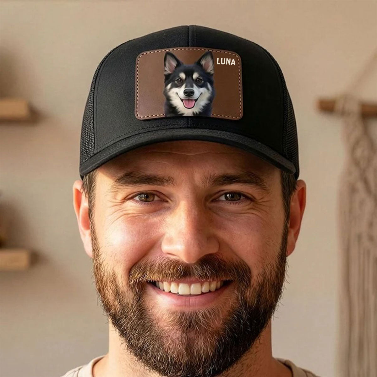 Personalized Pet Photo Trucker Hat Custom Dog Portrait Cap