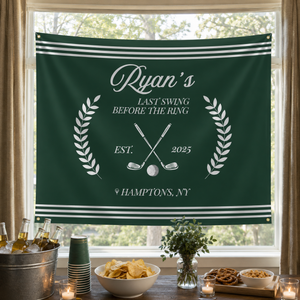 Golf Bachelor Party Banner Custom Green Golf Theme Sign Par Tee Decor Personalized Tapestry Last Swing Before the Ring Groomsmen Weekend