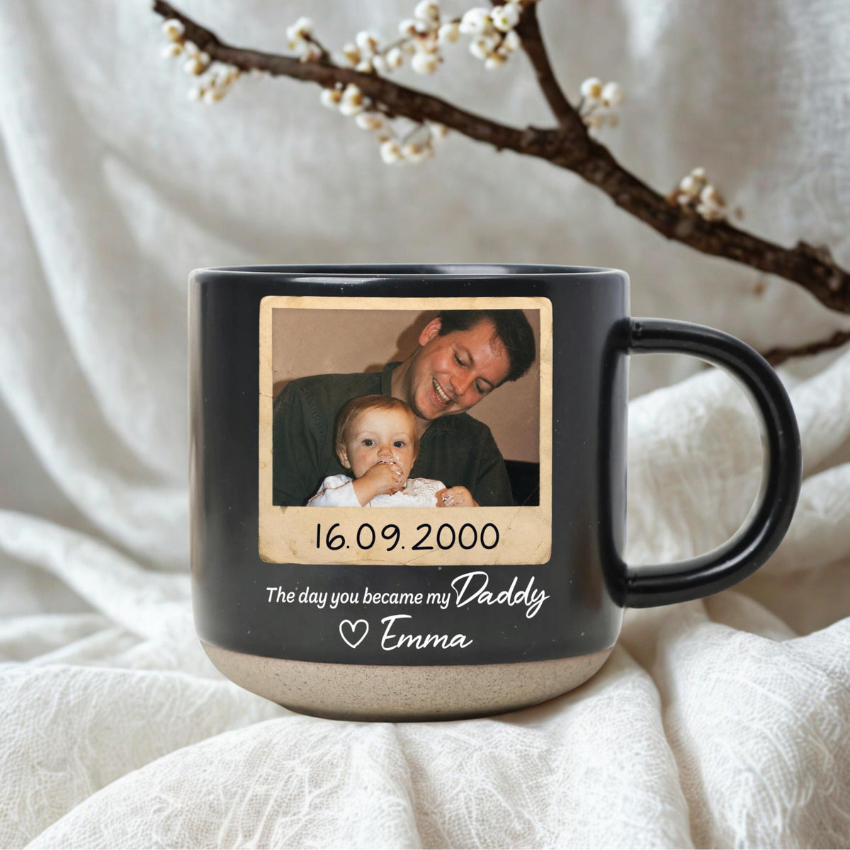 Personalized Dad Photo Coffee Mug For Father's Day, Custom The Day You Became My Daddy Mug with Birth Date, New Dad Gift, First Time Dad Mug