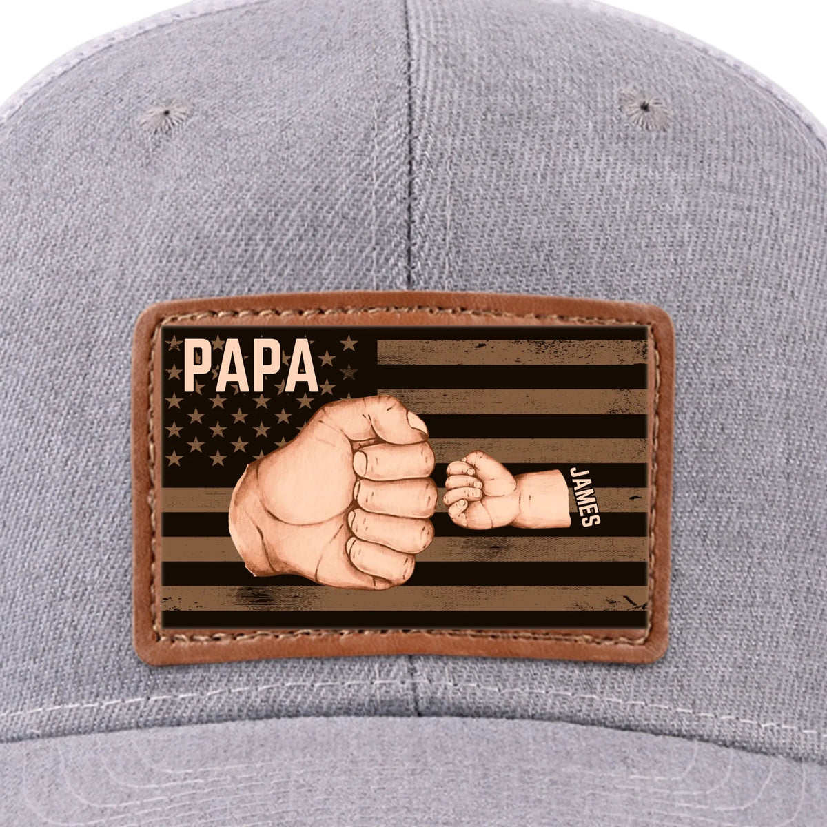 American Dad & Kids Are Unstoppable - Personalized Leather Label Net Hat - Gift For Dad, Grandpa, Father's Day Gift