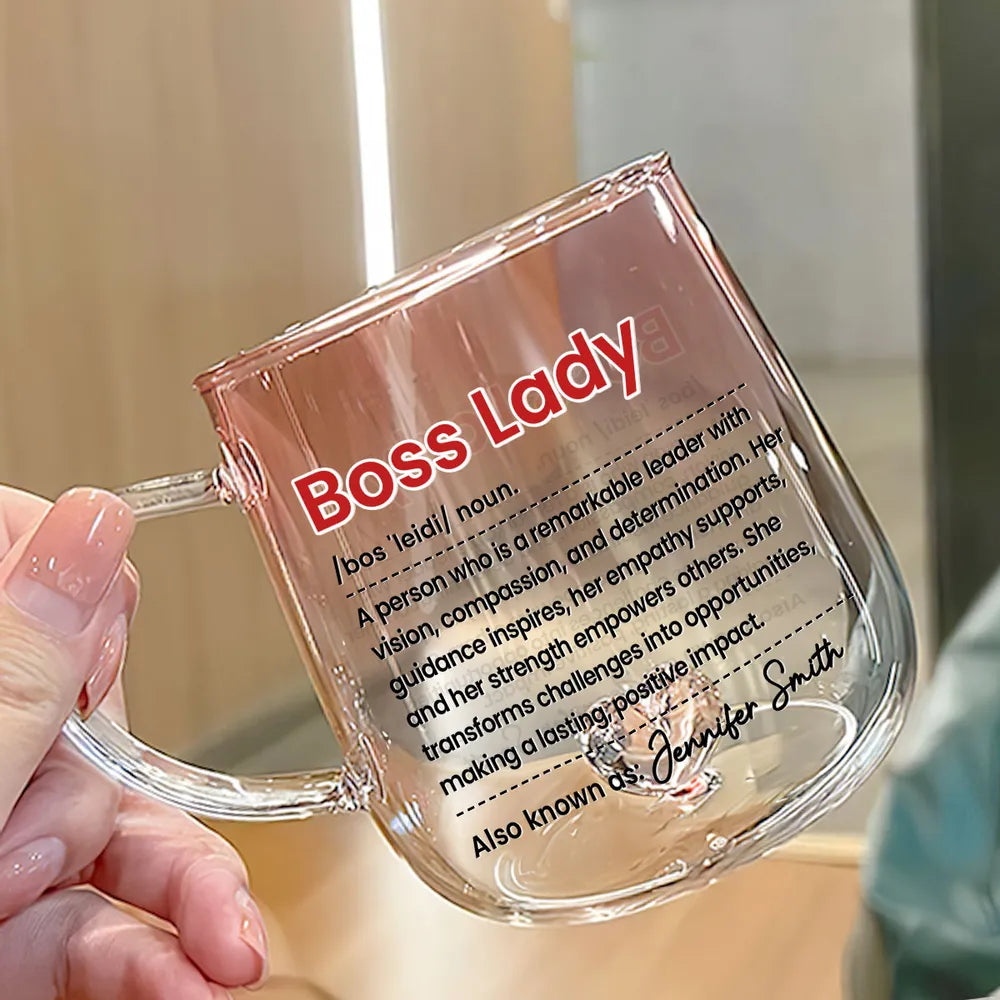 Boss Lady - Personalized Gradient Glass Mug - Gift For Friends, Besties