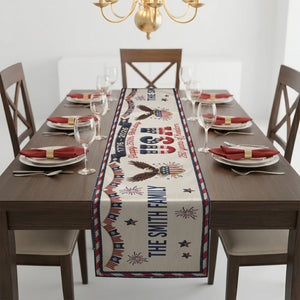 America 250th Anniversary Faux Pattern - Personalized Table Runner - 4th Of July Gift For Family, 250th Home Decoration