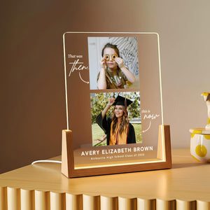Personalized Then and Now Graduation LED Lamp, Custom Childhood and Senior Photo Gift, Class of 2026 Graduate Keepsake