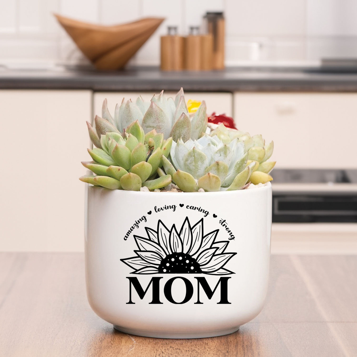 Personalized Sunflower Mom Flower Plant Pot, Mother's Day Gift, Outdoor Flower Pot, Gift for Mom