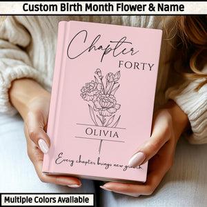 40th Birthday Gift for Her or Him-Chapter 40 Name Journal, Birth Month Flower Notebook, Personalized Birthday Gift for 40 Year Old Daughter
