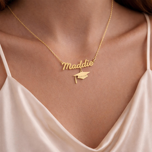 Name Graduation Necklace, Personalized Senior Pendant, 2026 Grad Gift Jewelry, High School Graduation Gift, Grad Cap Necklace