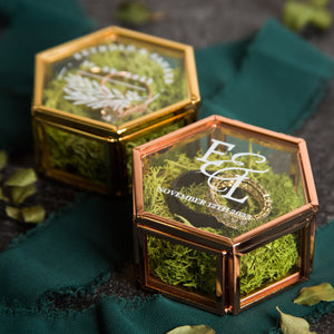 Hexagon Glass Ring Box - Personalized Ring Box for Wedding Ceremony Custom Modern Ring Holder for Proposal Engagement Gift for Her
