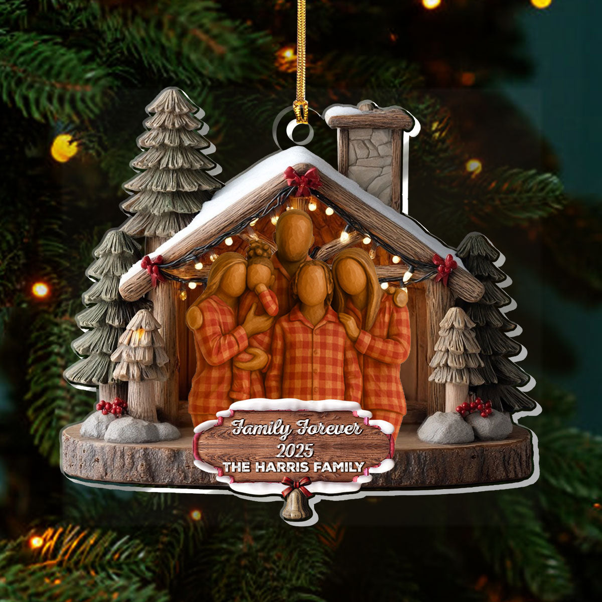 Family Forever Custom Photo - Personalized Acrylic Ornament - Christmas Gift For Family